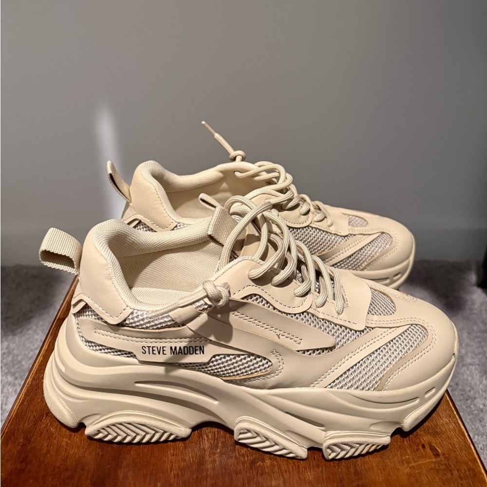 Steve Madden Cream Chunky Platform Sneakers
